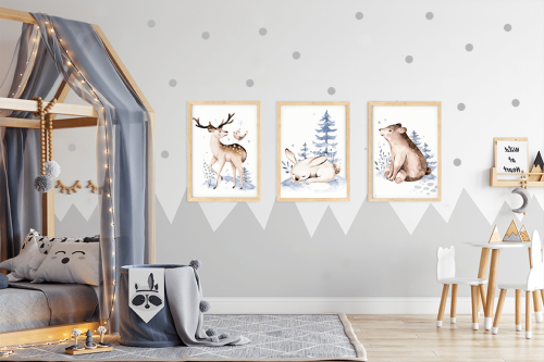 Naklejki na ścianę szare kropki groszki Wallie Studio Dekoracji