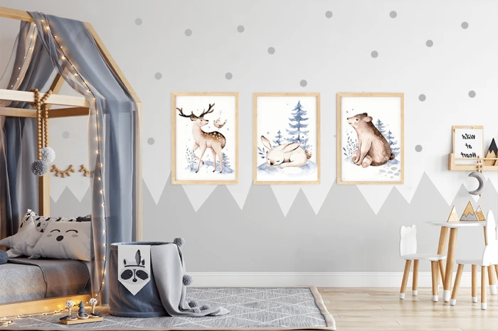 Naklejki na ścianę szare kropki groszki Wallie Studio Dekoracji