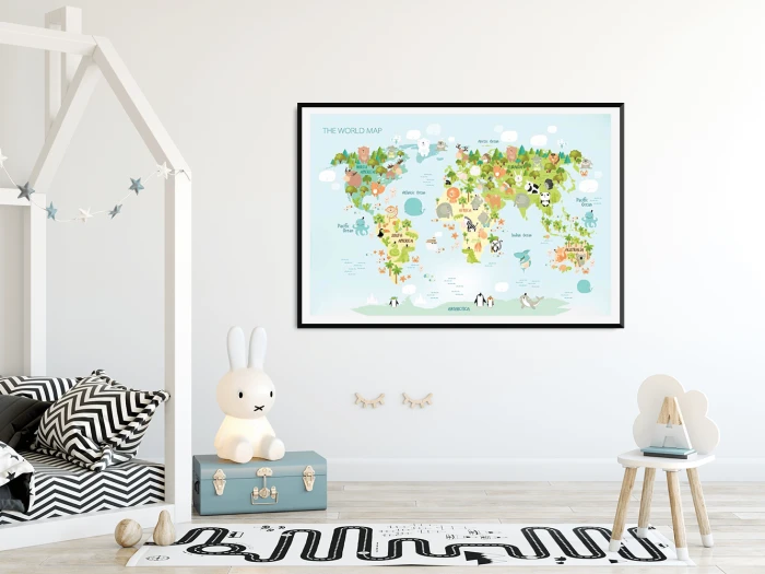 Plakat Mapa świata zwierzęta Wallie Studio Dekoracji
