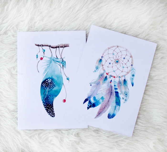 Zestaw Plakaty Łapacz snów w stylu boho blue niebieski Wallie Studio Dekoracji