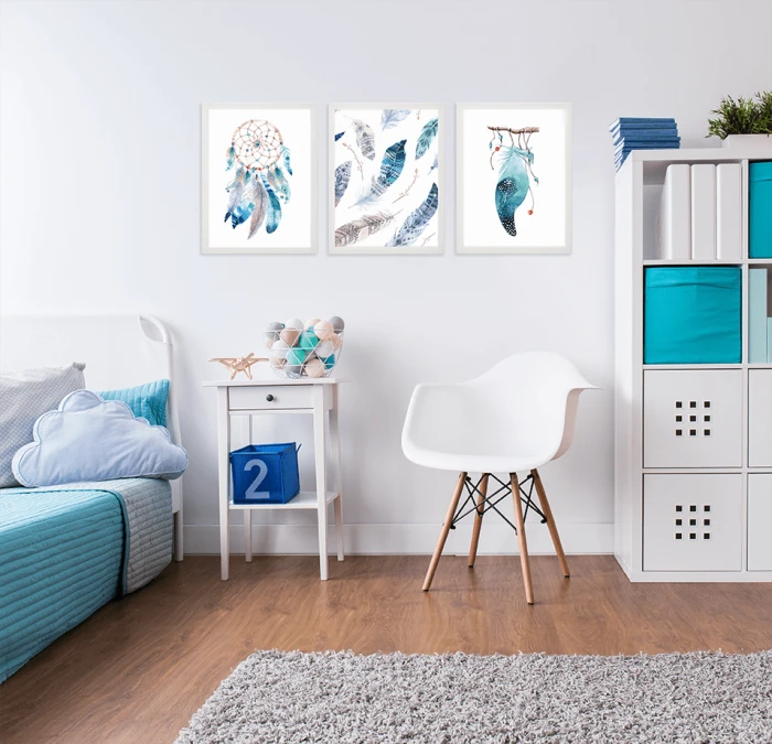 Zestaw Plakaty Łapacz snów w stylu boho blue niebieski Wallie Studio Dekoracji